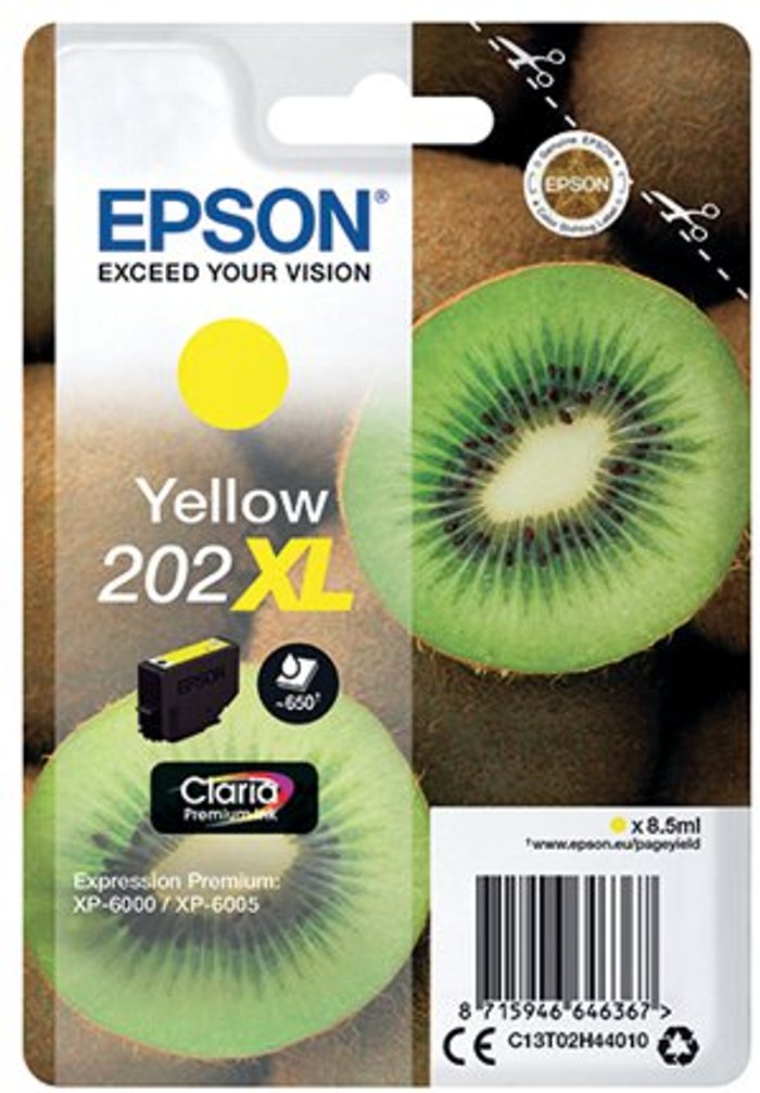 Office Monster | Epson Epson 202XL Premium Ink Claria High Yield Kiwi Yellow C13T02H44010 Epson Epson 202XL Premium Ink Claria High Yield Kiwi Yellow C13T02H44010