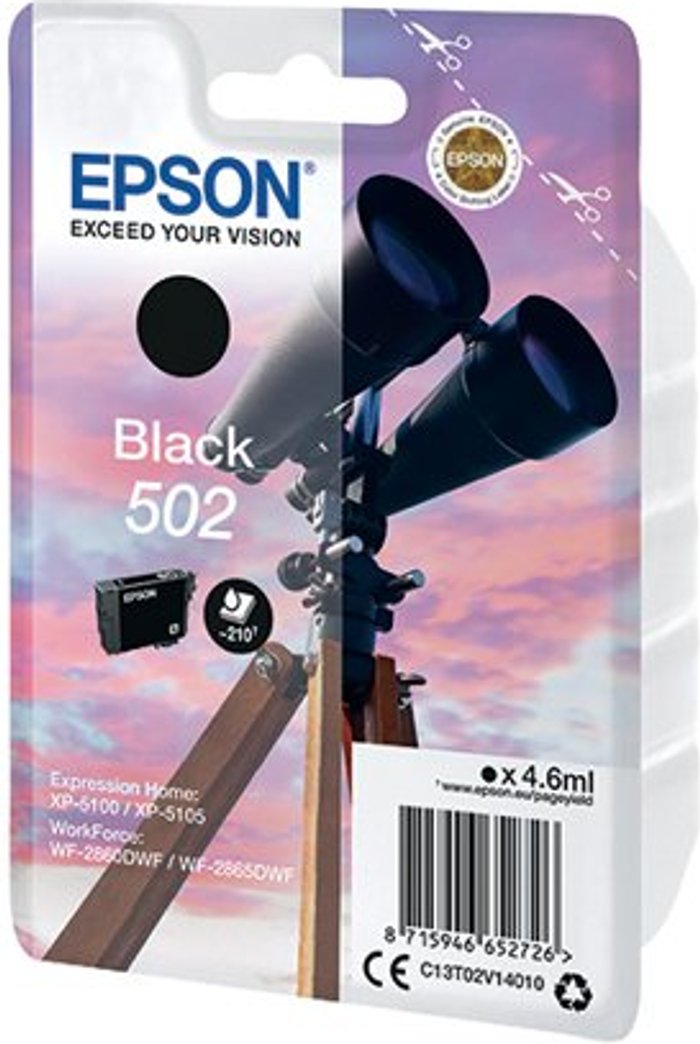 Office Monster | Epson Epson 502 Ink Cartridge Binoculars Black C13T02V14010 Epson Epson 502 Ink Cartridge Binoculars Black C13T02V14010