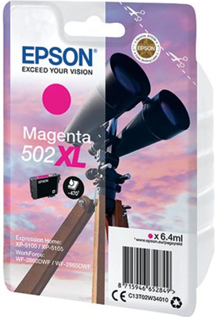 Office Monster | Epson Epson 502XL Ink Cartridge Binoculars Magenta C13T02W34010 Epson Epson 502XL Ink Cartridge Binoculars Magenta C13T02W34010