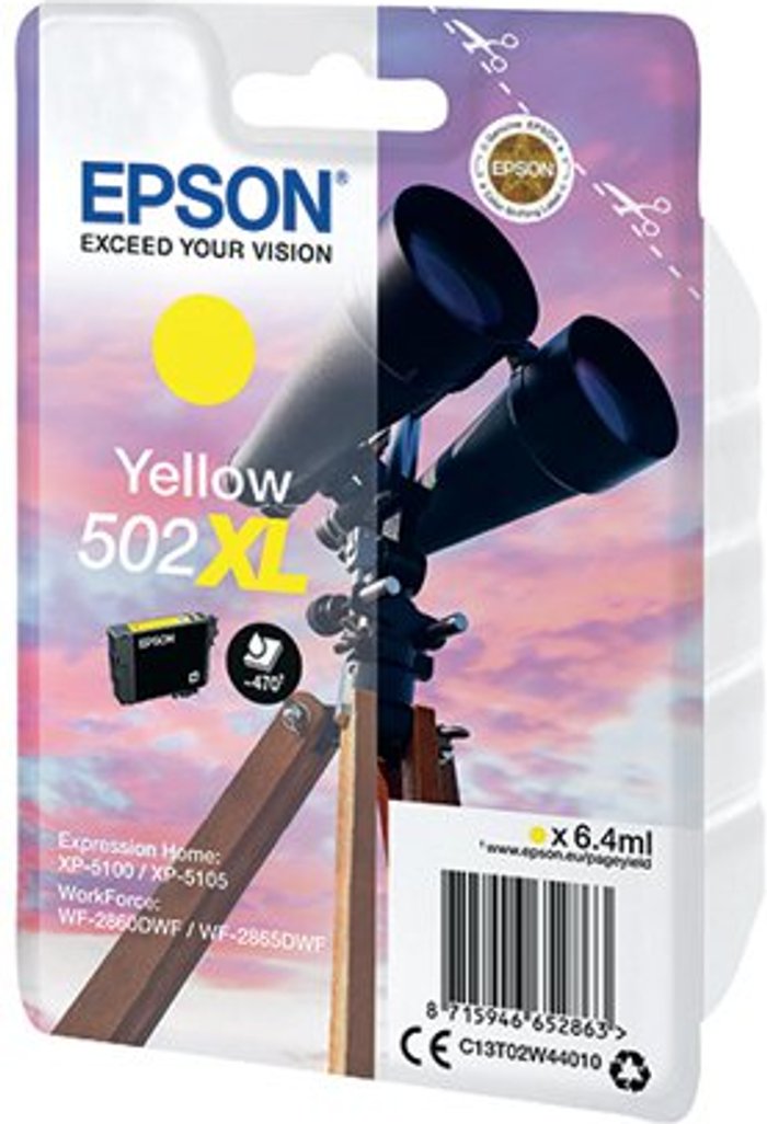 Office Monster | Epson Epson 502XL Ink Cartridge Binoculars Yellow C13T02W44010 Epson Epson 502XL Ink Cartridge Binoculars Yellow C13T02W44010