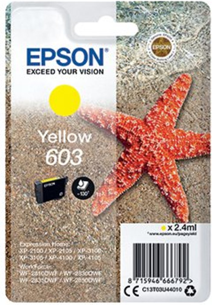 Office Monster | Epson EPSON 603 Starfish Yellow Ink Cartridge Epson EPSON 603 Starfish Yellow Ink Cartridge