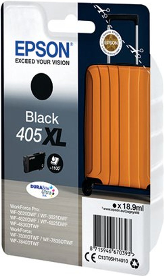 Office Monster | Epson Epson 405XL Ink Cartridge DURABrite Ultra Suitcase Black C13T05H14010 Epson Epson 405XL Ink Cartridge DURABrite Ultra Suitcase Black C13T05H14010
