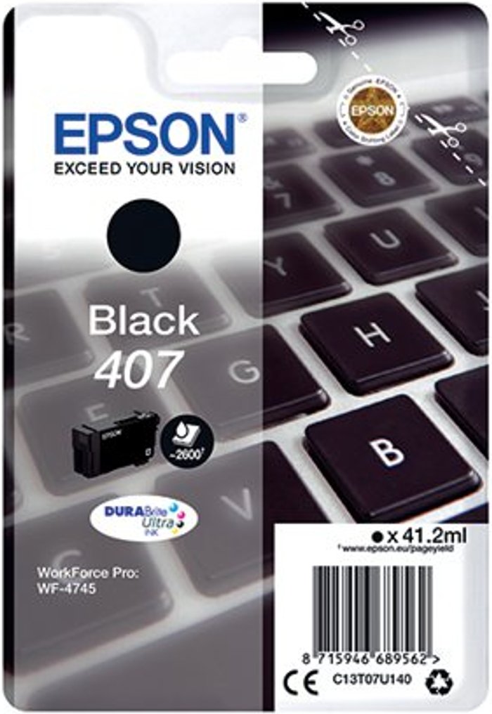 Office Monster | Epson Epson 407 Ink Cartridge DURABrite Ultra WF-4745 Series Keyboard Black C13T07U140 Epson Epson 407 Ink Cartridge DURABrite Ultra WF-4745 Series Keyboard Black C13T07U140
