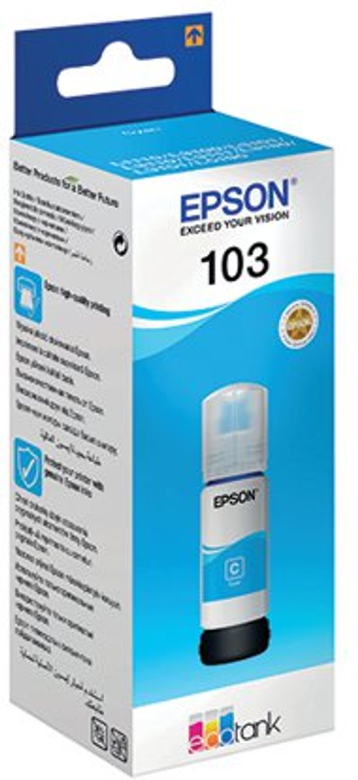 Office Monster | Epson Epson 103 Ink Bottle EcoTank Cyan C13T00S24A10 Epson Epson 103 Ink Bottle EcoTank Cyan C13T00S24A10