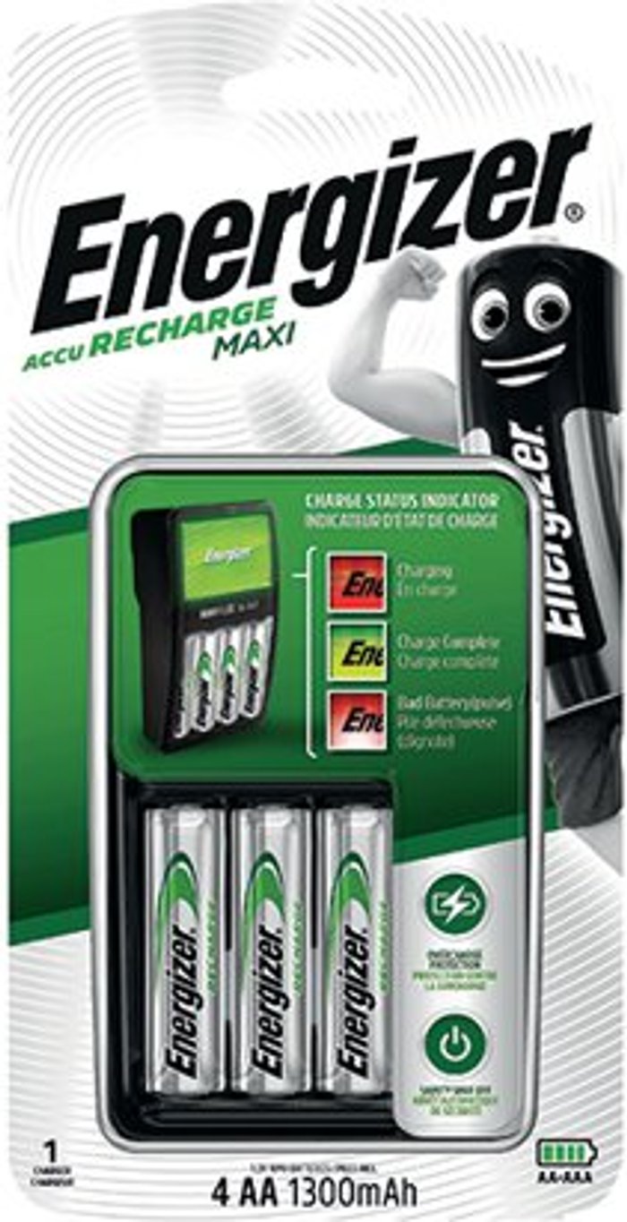Office Monster | Energizer Energizer Maxi Battery Charger 4x AA Batteries 1300 Mah UK 633151 Energizer Energizer Maxi Battery Charger 4x AA Batteries 1300 Mah UK 633151