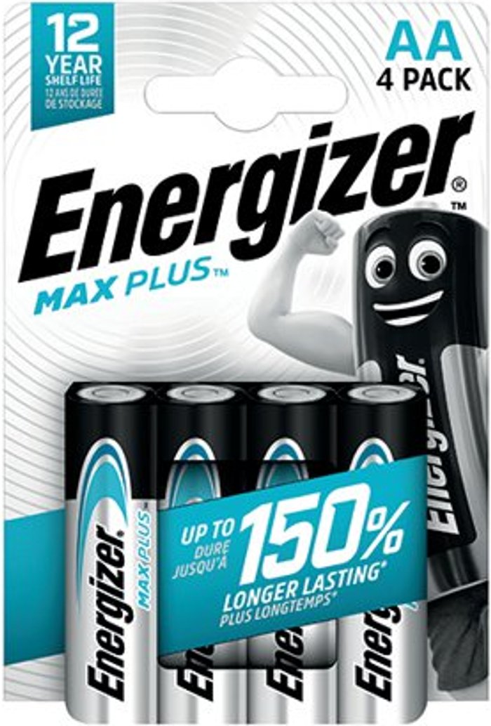 Office Monster | Energizer Energizer MaxPlus CHP4 Alkaline AA Batteries - Pack of 4 Energizer Energizer MaxPlus CHP4 Alkaline AA Batteries - Pack of 4
