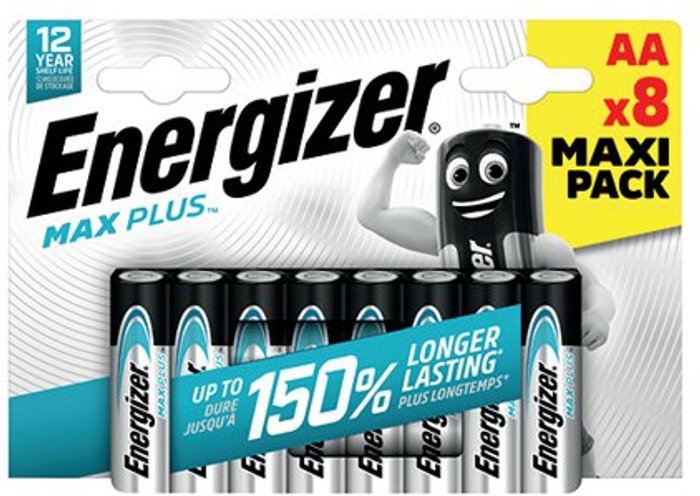Office Monster | Energizer Energizer Max Plus AA Battery (Pack of 8) E303322300 Energizer Energizer Max Plus AA Battery (Pack of 8) E303322300