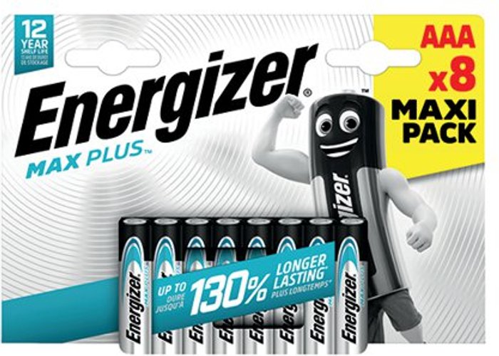 Office Monster | Energizer Energizer Max Plus AAA Battery (Pack of 8 ) E303321300 Energizer Energizer Max Plus AAA Battery (Pack of 8 ) E303321300