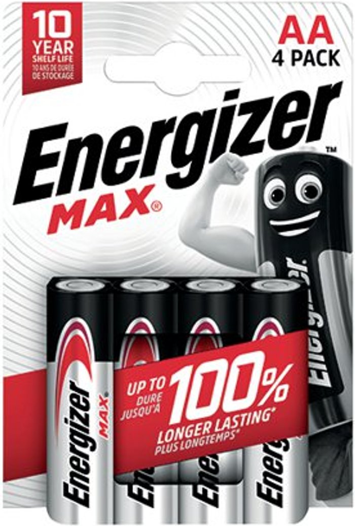 Office Monster | Energizer Energizer Max AA Batteries - Pack of 4 Energizer Energizer Max AA Batteries - Pack of 4