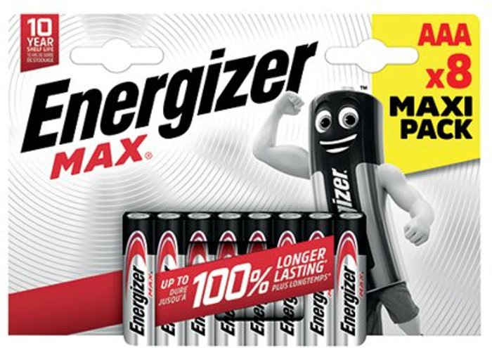 Office Monster | Energizer Energizer Max AAA Battery (Pack of 8) E303324100 Energizer Energizer Max AAA Battery (Pack of 8) E303324100