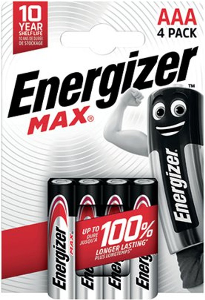 Office Monster | Energizer Energizer Max AAA Batteries - Pack of 4 Energizer Energizer Max AAA Batteries - Pack of 4
