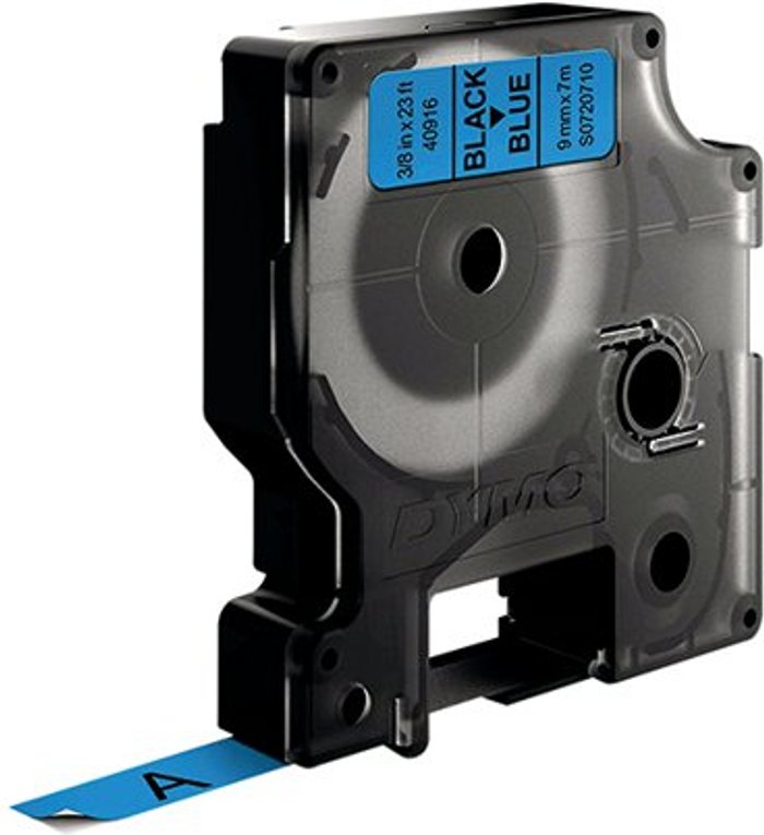 Office Monster | Dymo Dymo 40916 D1 LabelMaker Tape 9mm x 7m Black on Blue S0720710 Dymo Dymo 40916 D1 LabelMaker Tape 9mm x 7m Black on Blue S0720710