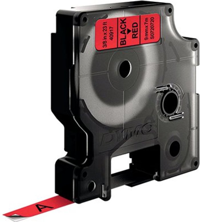 Office Monster | Dymo Dymo 40917 D1 LabelMaker Tape 9mm x 7m Black on Red S0720720 Dymo Dymo 40917 D1 LabelMaker Tape 9mm x 7m Black on Red S0720720