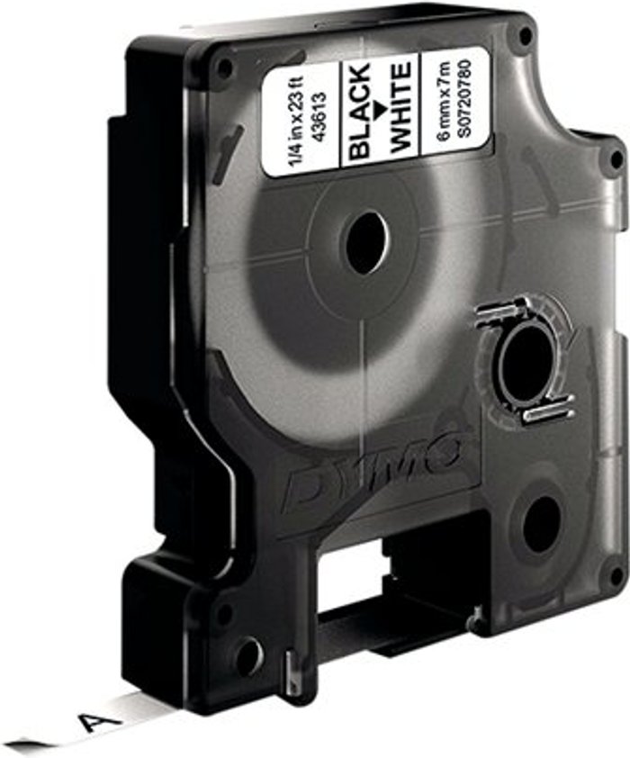 Office Monster | Dymo Dymo 43613 D1 LabelMaker Tape 6mm x 7m Black on White S0720780 Dymo Dymo 43613 D1 LabelMaker Tape 6mm x 7m Black on White S0720780