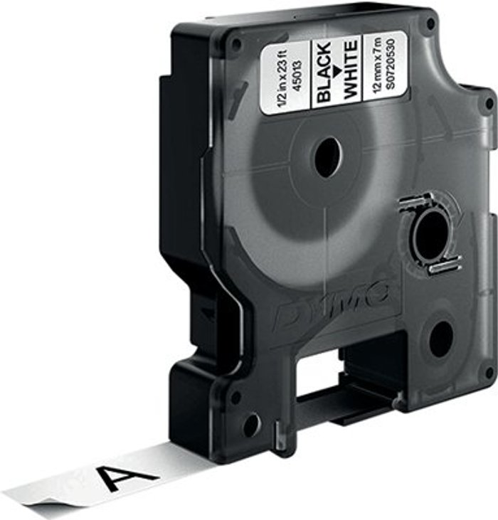Office Monster | Dymo Dymo 45013 D1 LabelMaker Tape 12mm x 7m Black on White S0720530 Dymo Dymo 45013 D1 LabelMaker Tape 12mm x 7m Black on White S0720530