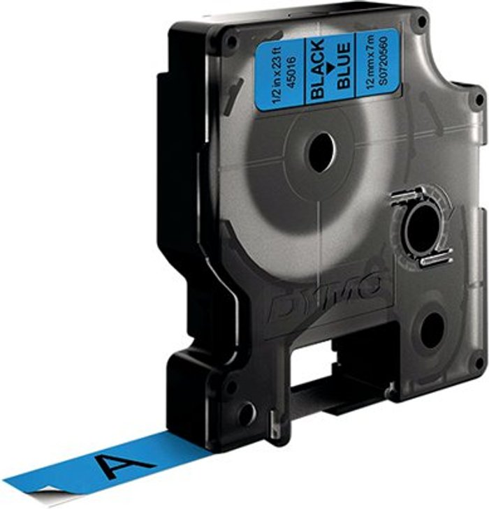 Office Monster | Dymo Dymo 45016 D1 LabelMaker Tape 12mm x 7m Black on Blue S0720560 Dymo Dymo 45016 D1 LabelMaker Tape 12mm x 7m Black on Blue S0720560