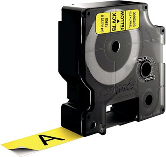 Office Monster | Dymo Dymo 45808 D1 Labelmaker Tape 19mm x 7m Black on Yellow S0720880 Dymo Dymo 45808 D1 Labelmaker Tape 19mm x 7m Black on Yellow S0720880