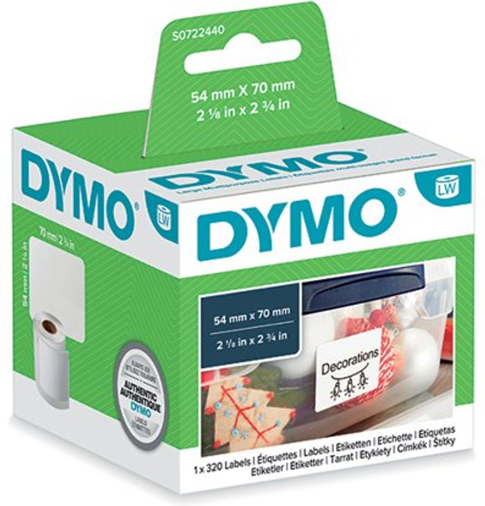 Office Monster | Dymo Dymo 99015 LabelWriter Large Multipurpose Labels 70mm x 54mm (Pack of 320) S0722440 Dymo Dymo 99015 LabelWriter Large Multipurpose Labels 70mm x 54mm (Pack of 320) S0722440