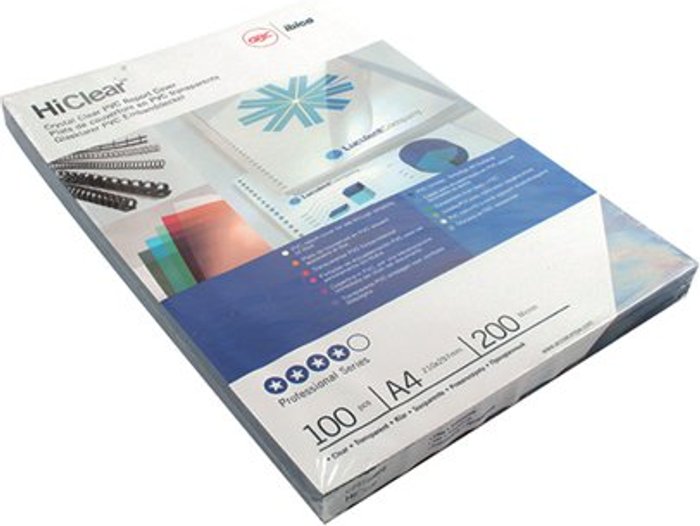 Office Monster | GBC GBC HiClear A4 Binding Cover 200 Micron Super Clear (Pack of 100) CE012080E GBC GBC HiClear A4 Binding Cover 200 Micron Super Clear (Pack of 100) CE012080E