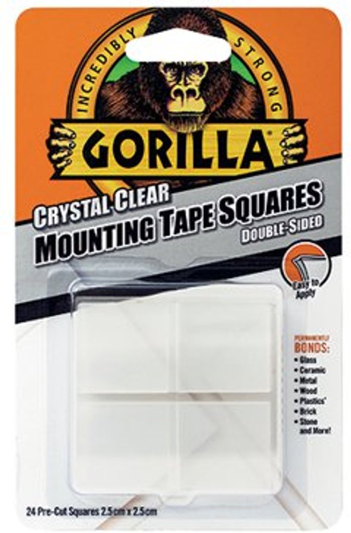 Office Monster | Gorilla Gorilla Mounting Tape Squares Clear (Pack of 24) 3044111 Gorilla Gorilla Mounting Tape Squares Clear (Pack of 24) 3044111