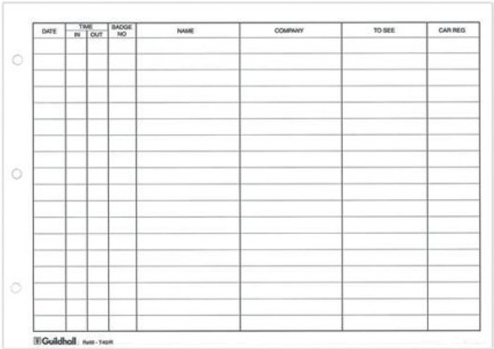Office Monster | Guildhall Exacompta Guildhall Loose-Leaf Visitors Book Refill (Pack of 50) T40/R Guildhall Exacompta Guildhall Loose-Leaf Visitors Book Refill (Pack of 50) T40/R