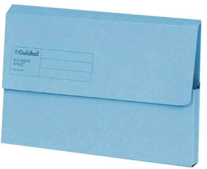Office Monster | Guildhall Exacompta Guildhall Document Wallet Foolscap Blue (Pack of 50) GDW1-BLU Guildhall Exacompta Guildhall Document Wallet Foolscap Blue (Pack of 50) GDW1-BLU