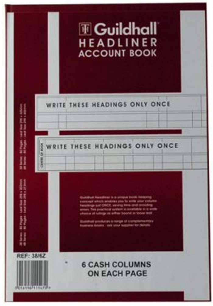 Office Monster | Guildhall Exacompta Guildhall Headliner 6 Cash Column Account Book 38/6 1147 Guildhall Exacompta Guildhall Headliner 6 Cash Column Account Book 38/6 1147