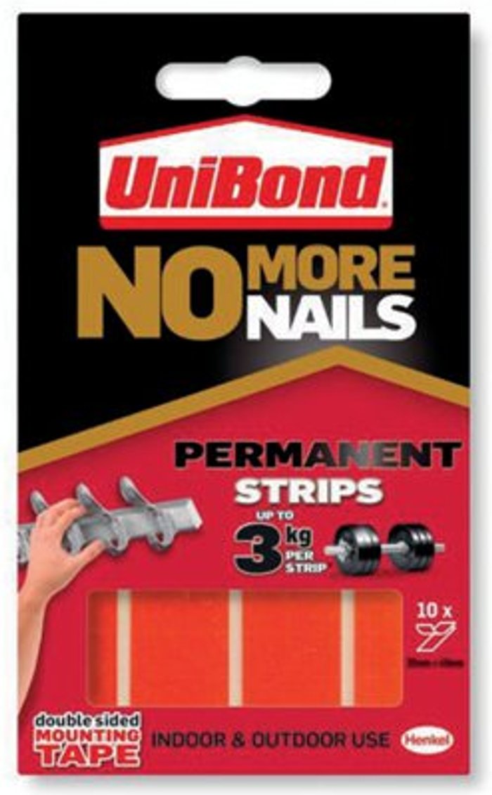 Office Monster | UniBond No More Nails UniBond No More Nails Permanent Strips 10 Pack White UniBond No More Nails UniBond No More Nails Permanent Strips 10 Pack White