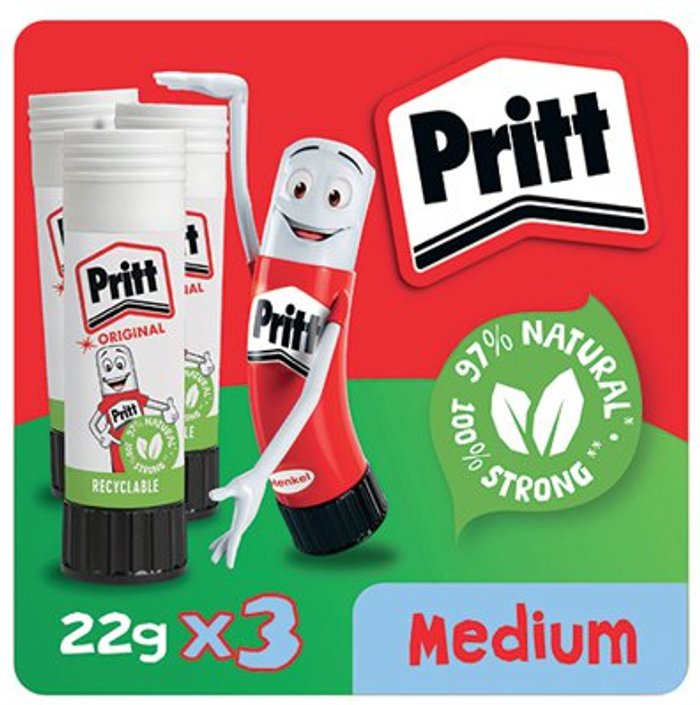 Office Monster | Pritt Pritt Stick Glue Stick 22g (Pack of 3) 1483484 Pritt Pritt Stick Glue Stick 22g (Pack of 3) 1483484