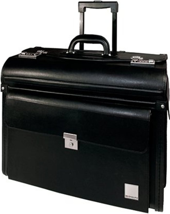 Office Monster | Monolith Monolith Leather Look Rolling Pilot Case PVC Black 2179 Monolith Monolith Leather Look Rolling Pilot Case PVC Black 2179