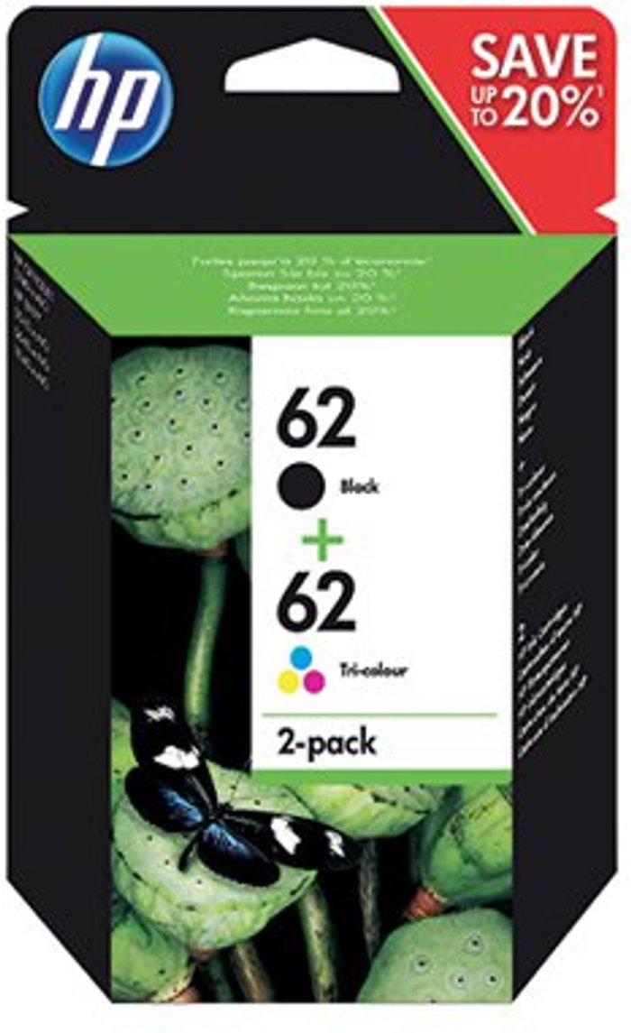 Office Monster | HP HP 62 Black & Tri-colour Ink Cartridges - Twin Pack HP HP 62 Black & Tri-colour Ink Cartridges - Twin Pack