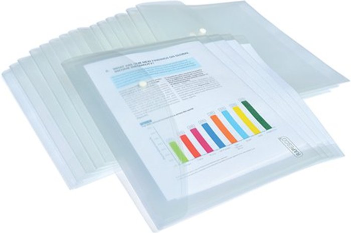 Office Monster | Rapesco Rapesco Foolscap Popper Wallet Clear (Pack of 20) 1496 Rapesco Rapesco Foolscap Popper Wallet Clear (Pack of 20) 1496