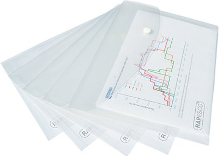Office Monster | Rapesco Rapesco Popper Wallet A5 Clear (Pack of 5) 1588 Rapesco Rapesco Popper Wallet A5 Clear (Pack of 5) 1588