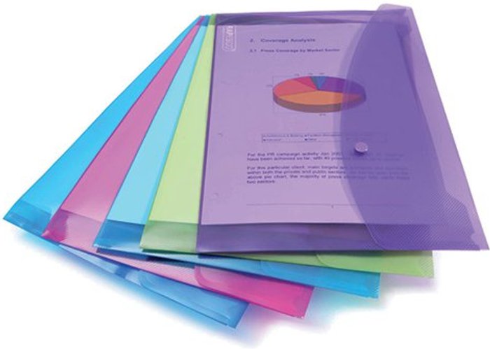 Office Monster | Rapesco Rapesco Popper Wallet Foolscap Assorted (Pack of 5) 0688 Rapesco Rapesco Popper Wallet Foolscap Assorted (Pack of 5) 0688