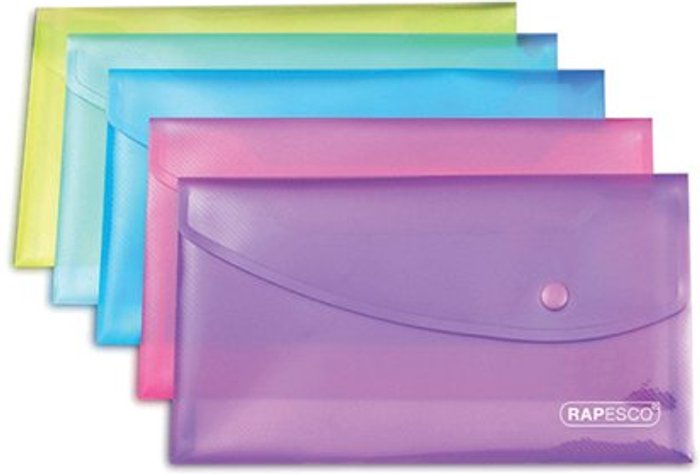 Office Monster | Rapesco Rapesco Popper Wallet A5 Assorted (Pack of 5) 0689 Rapesco Rapesco Popper Wallet A5 Assorted (Pack of 5) 0689