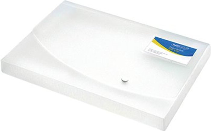 Office Monster | Rapesco Rapesco Rigid Wallet Box File 25mm Capacity 250 Sheets A4 Clear 0708 Rapesco Rapesco Rigid Wallet Box File 25mm Capacity 250 Sheets A4 Clear 0708