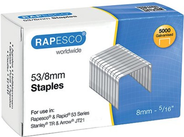 Office Monster | Rapesco Rapesco 53/8mm Staples Chisel Point (Pack of 5000) 0750 Rapesco Rapesco 53/8mm Staples Chisel Point (Pack of 5000) 0750
