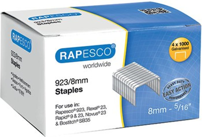 Office Monster | Rapesco Rapesco 923/8mm Staples (Pack of 4000) S92308Z3 Rapesco Rapesco 923/8mm Staples (Pack of 4000) S92308Z3