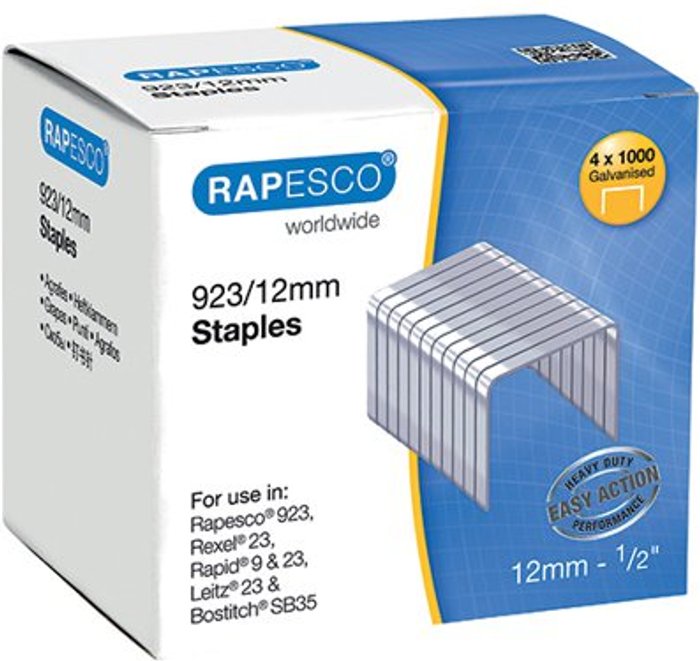 Office Monster | Rapesco Rapesco 923/12mm Staples (Pack of 4000) S92312Z3 Rapesco Rapesco 923/12mm Staples (Pack of 4000) S92312Z3