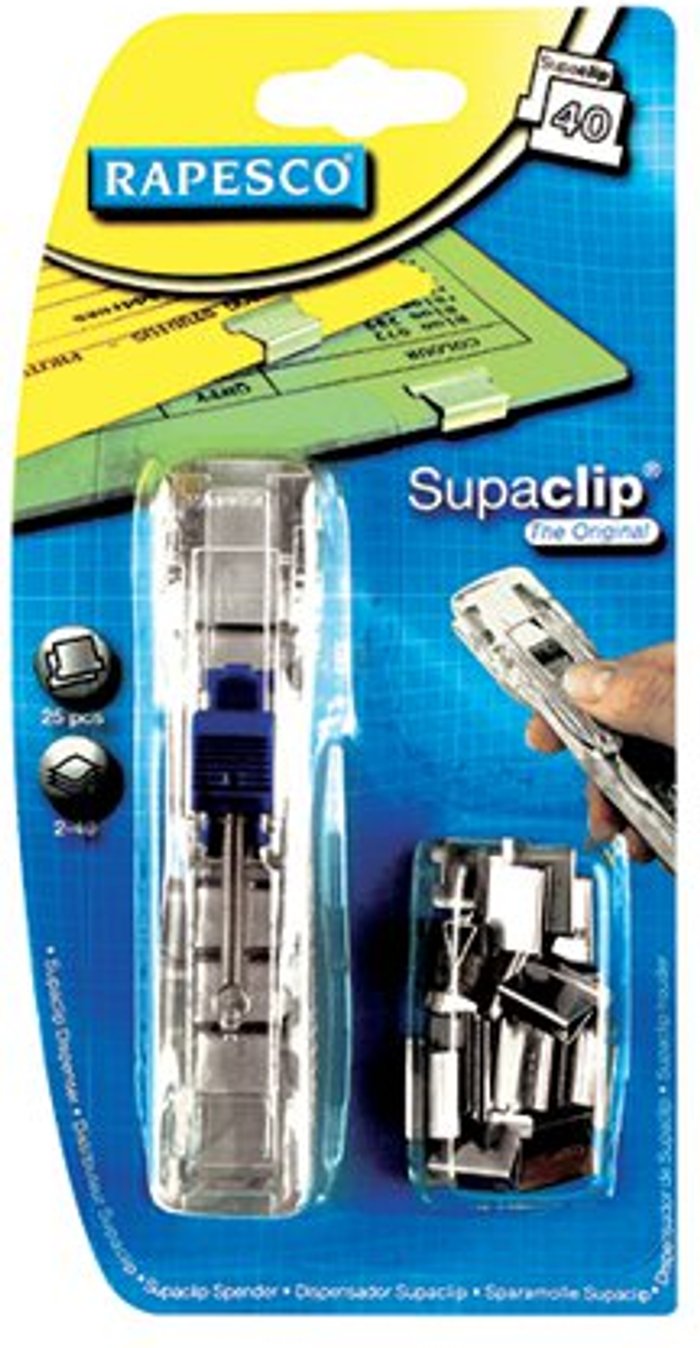 Office Monster | Supaclip Rapesco Supaclip 40 Dispenser Stainless Steel RC4025SS Supaclip Rapesco Supaclip 40 Dispenser Stainless Steel RC4025SS