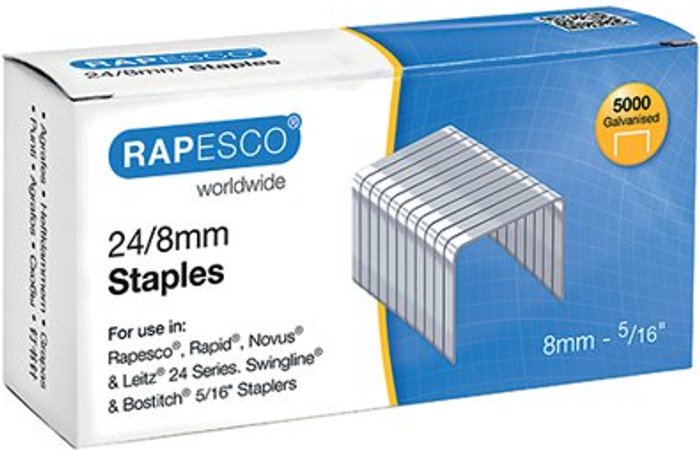 Office Monster | Rapesco Rapesco 24/8mm Staples Chisel Point (Pack of 5000) S24802Z3 Rapesco Rapesco 24/8mm Staples Chisel Point (Pack of 5000) S24802Z3