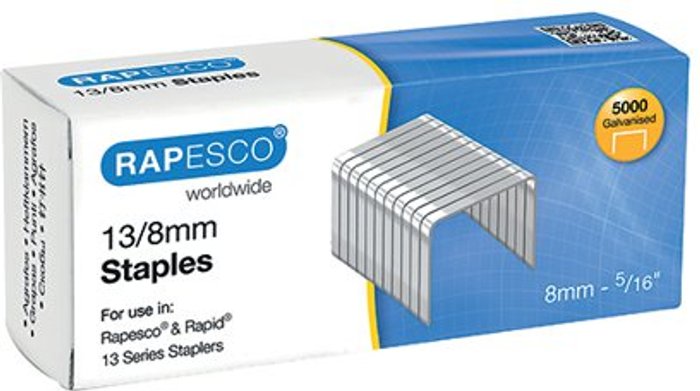 Office Monster | Rapesco Rapesco 13/8mm Staples Chisel Point (Pack of 5000) S13080Z3 Rapesco Rapesco 13/8mm Staples Chisel Point (Pack of 5000) S13080Z3