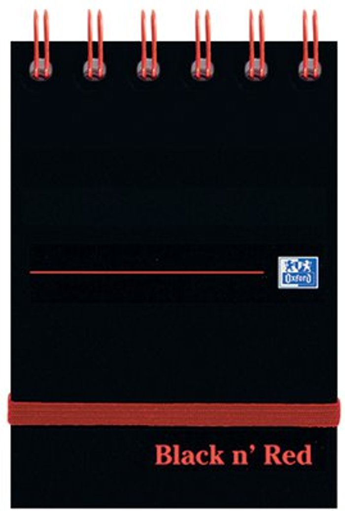 Office Monster | Black n Red Black n' Red Wirebound Ruled Elasticated Notepad 140 Pages A7 (Pack of 5) 400050435 Black n Red Black n' Red Wirebound Ruled Elasticated Notepad 140 Pages A7 (Pack of 5) 400050435