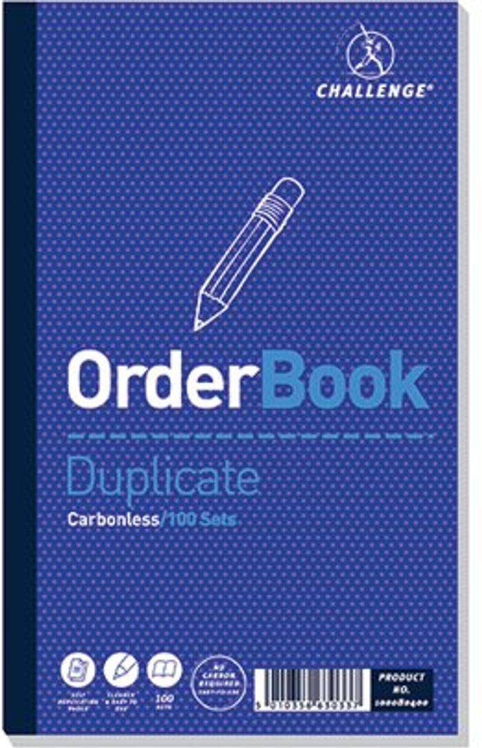 Office Monster | Challenge Challenge Carbonless Duplicate Order Book 100 Sets 210x130mm (Pack of 5) 100080400 Challenge Challenge Carbonless Duplicate Order Book 100 Sets 210x130mm (Pack of 5) 100080400