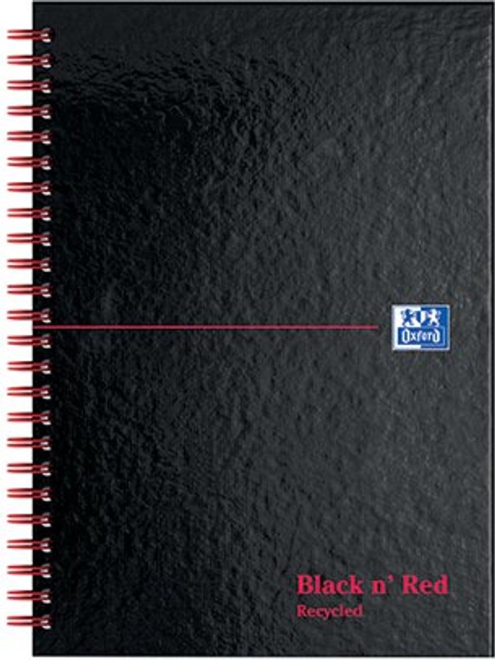 Office Monster | Black n Red Black n' Red Wirebound Recycled Ruled Hardback Notebook A5 (Pack of 5) 100080113 Black n Red Black n' Red Wirebound Recycled Ruled Hardback Notebook A5 (Pack of 5) 100080113