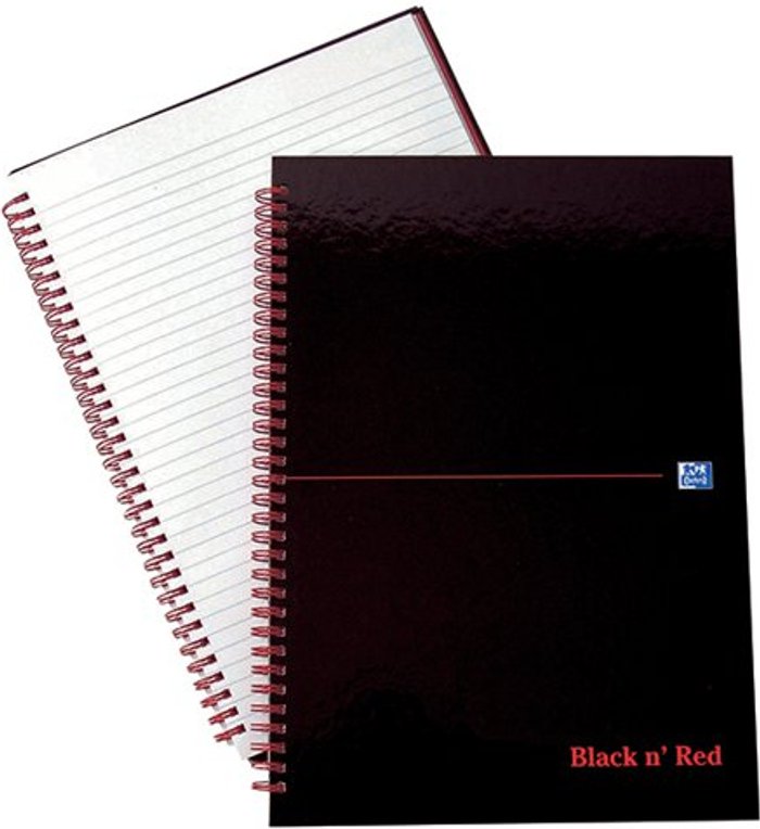 Office Monster | Black n Red Black n' Red Wirebound Ruled Hardback Notebook A4 (Pack of 5) 100103711 Black n Red Black n' Red Wirebound Ruled Hardback Notebook A4 (Pack of 5) 100103711