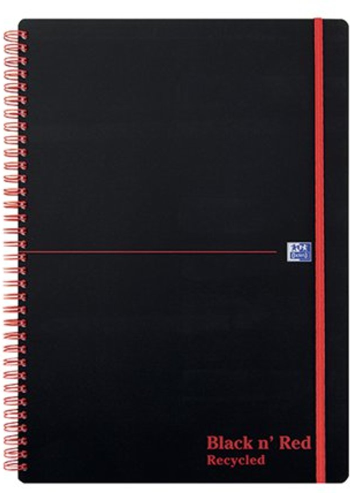 Office Monster | Black n Red Black n' Red Wirebound Recycled Polypropylene Notebook 140 Pages A4 (Pack of 5) 100080167 Black n Red Black n' Red Wirebound Recycled Polypropylene Notebook 140 Pages A4 (Pack of 5) 100080167