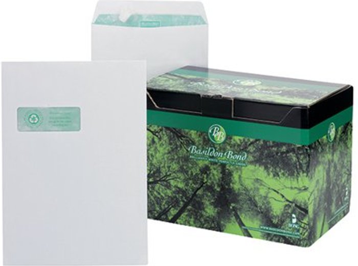 Office Monster | Basildon Bond Basildon Bond C4 Pocket Envelope Window White (Pack of 250) K80121 Basildon Bond Basildon Bond C4 Pocket Envelope Window White (Pack of 250) K80121