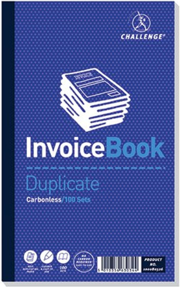 Office Monster | Challenge Challenge Carbonless Duplicate Invoice Book 100 Sets 210x130mm (Pack of 5) 100080526 Challenge Challenge Carbonless Duplicate Invoice Book 100 Sets 210x130mm (Pack of 5) 100080526