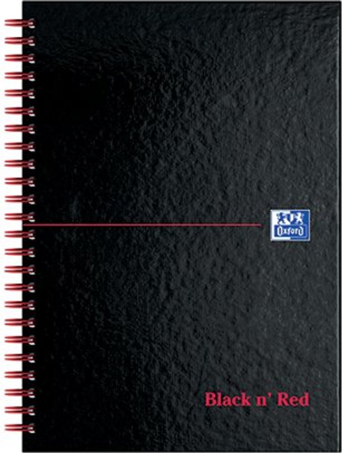 Office Monster | Black n Red Black n' Red Wirebound Ruled Perforated Hardback Notebook A5 (Pack of 5) 100080220 Black n Red Black n' Red Wirebound Ruled Perforated Hardback Notebook A5 (Pack of 5) 100080220